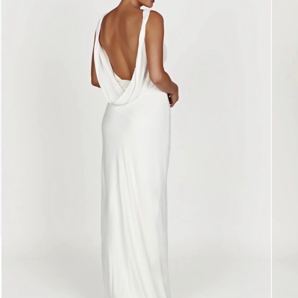 Meshki White Low-Back Maxi Dress